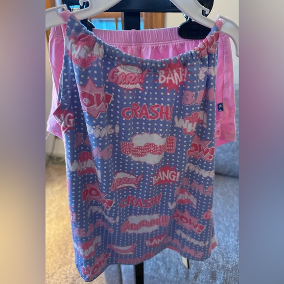 NWT Kickee Pants Gathered Cami & Shorts Set in Forget Me Not Comic Onomatopoeia - Picture 4 of 10